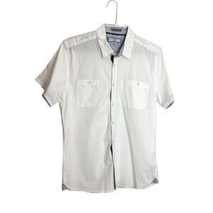 Pd & C Mens Slim Fit White Short Sleeve Shirt XL